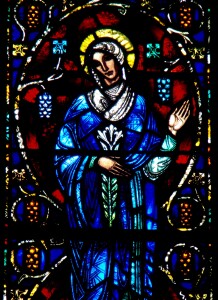 Virgin Mary detail of window (1931) at Church of the Covenant, Erie, PA